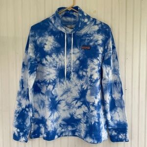 Vineyard Vines Women's To Dye For Shep Funnel Neck Pullover Ocean Breeze SMALL